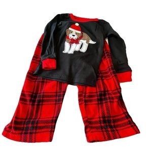 Carter's Toddler Boy 2T Red Plaid Dog Cozy Fleece Pajama Set